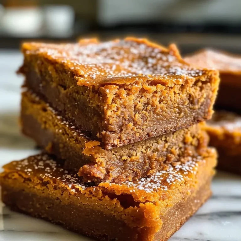 ['Close-up image of a slice of pumpkin bars with creamy frosting.', 'Side view of delicious pumpkin bars topped with a light frosting.', 'Juicy pumpkin bars displayed on a plate, highlighting their texture.', 'A slice of pumpkin bars with visible spices and a creamy topping.']