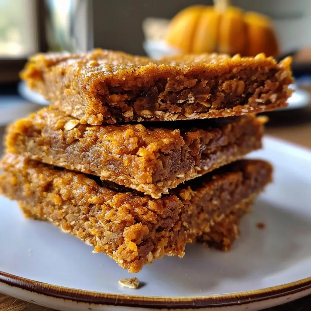 ['Close-up of a creamy bowl of pumpkin oatmeal topped with chopped pecans and a drizzle of milk.', 'Side view of a delicious pumpkin oatmeal dish, featuring a smooth texture and spiced toppings.', 'Textured pumpkin oatmeal in a bowl, garnished with pecans and a splash of milk.', 'Rich orange pumpkin oatmeal served in a bowl, sprinkled with cinnamon and pecans.']