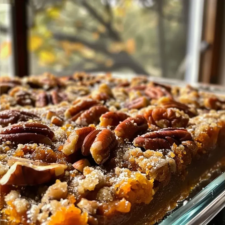 ['Close-up view of a slice of Pumpkin Pecan Cobbler topped with pecans.', 'Side view of a warm Pumpkin Pecan Cobbler with a golden crust and pecans.', 'Delicious Pumpkin Pecan Cobbler served in a dish, showcasing its texture.', 'A mouthwatering piece of Pumpkin Pecan Cobbler with visible chunks of pecans.']