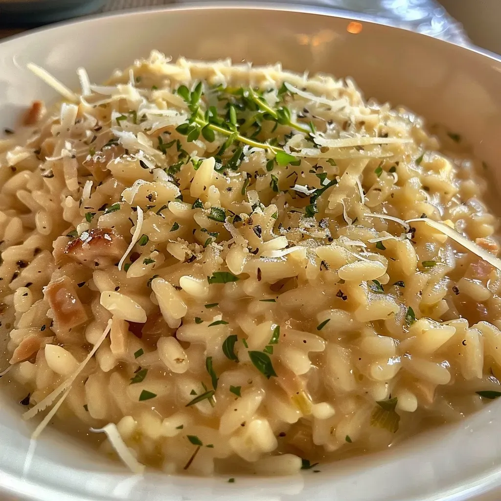 ['Close-up view of creamy Risotto alla cannella with a sprinkle of cinnamon and herbs.', 'Side angle shot of rich Risotto alla cannella featuring grains and garnishes.', 'Detailed image of a bowl of Risotto alla cannella, showcasing rice and aromatic ingredients.', 'Juicy Risotto alla cannella presented on a plate, highlighting its texture and color.']