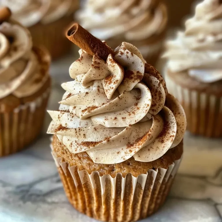 ['A side view of a spiced chai latte cupcake topped with creamy frosting and a sprinkle of cinnamon.', 'Close-up of a moist spiced chai latte cupcake showcasing its cinnamon-infused frosting.', 'A deliciously decorated spiced chai latte cupcake viewed from the side, adorned with spices.', 'A vibrant side profile of a spiced chai latte cupcake, emphasizing its creamy icing and spice mix.']