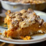 ['Close-up shot of a golden-brown sweet potato cobbler with a flaky crust.', 'Side view of a slice of sweet potato cobbler showcasing a creamy filling and pastry top.', 'Delicious sweet potato cobbler served in a dish, revealing its fluffy texture and warm color.', 'Appetizing sweet potato cobbler, highlighting the layered crust and rich filling.']