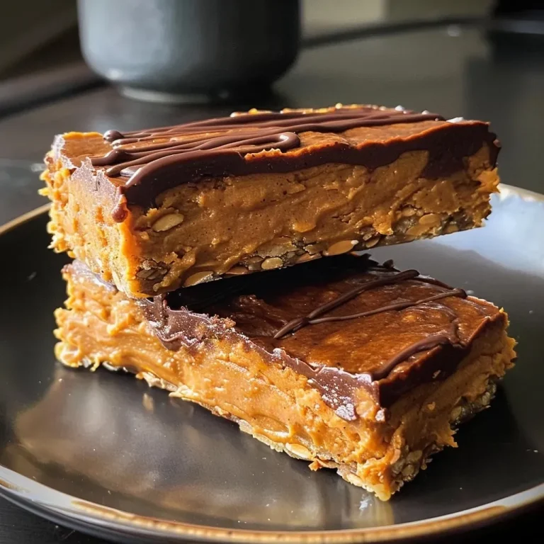 ['Close-up of Sweet Potato Protein Bars, showcasing a golden-brown texture and chocolate drizzle.', 'Side view of a stack of Sweet Potato Protein Bars, highlighting ingredients like sweet potato and chocolate.', 'A detailed shot of Sweet Potato Protein Bars, with a soft and chewy appearance, adorned with chocolate.', 'Delicious Sweet Potato Protein Bars displayed on a wooden surface, emphasizing their homemade look.']