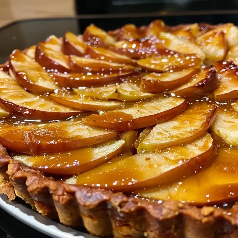 ['Close-up of a Toffee Apple Tart, showcasing its golden crust and sliced apples.', 'Side view of a Toffee Apple Tart with a glossy caramel topping and crumbly base.', 'Juicy slices of apple layered in a rich toffee sauce on a ginger biscuit crust.', 'A beautifully arranged Toffee Apple Tart with visible apple pieces and a crunchy crust.']