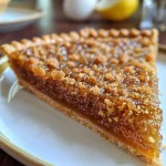 ['Close-up of a golden-brown treacle tart with a glossy top and crumbs visible.', 'Side view of a delicious treacle tart showcasing its flaky pastry and rich filling.', 'Detailed shot of a treacle tart highlighting its texture with a slice partially cut.', 'Juicy treacle tart with a shiny surface and hints of lemon zest, captured from the side.']