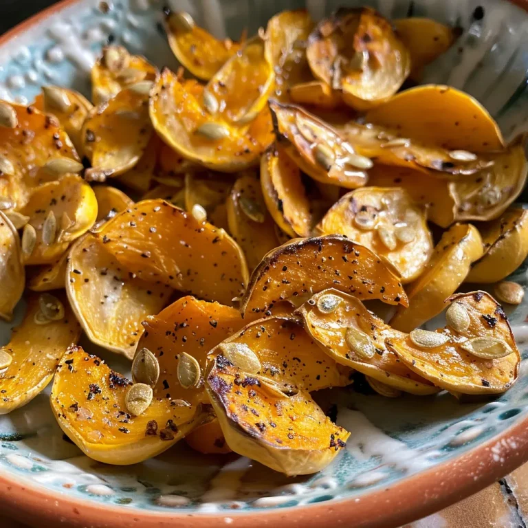 ['Close-up view of roasted squash seeds on a wooden surface, showcasing their golden color and texture.', 'A side view of crunchy roasted squash seeds in a small bowl, highlighting their shiny appearance.', 'An iPhone photo of roasted squash seeds with a focus on their crispy, irregular shapes and a hint of seasoning.', 'Detailed image of roasted squash seeds, emphasizing their rich brown hues and glossy finish.']