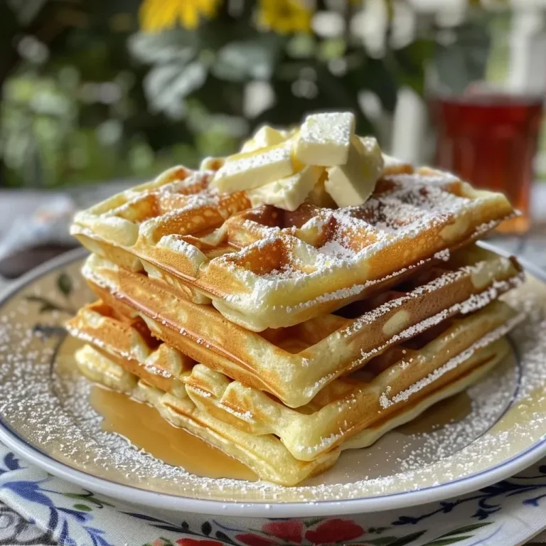 ['A close-up side view of a golden waffle, showing its crispy texture and fluffy interior.', 'A delicious waffle topped with syrup, highlighting its fluffy layers in a side view.', 'A warm, freshly made waffle displayed in a close-up shot, emphasizing its golden-brown color.', 'An appetizing side view of a waffle, showcasing a light drizzle of syrup and a soft interior.']